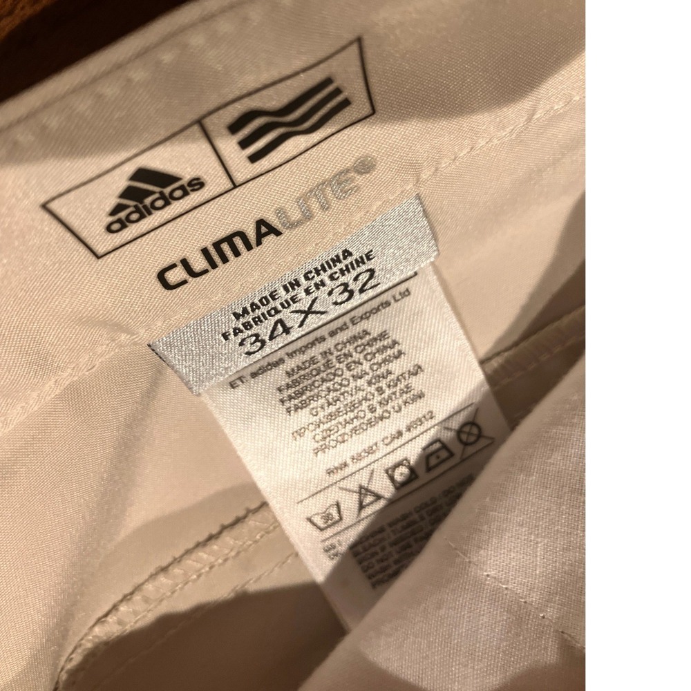Adidas Climalite Mens Golf Pants Khaki Tan Straight Leg Trousers 34x32 - Picture 4 of 8